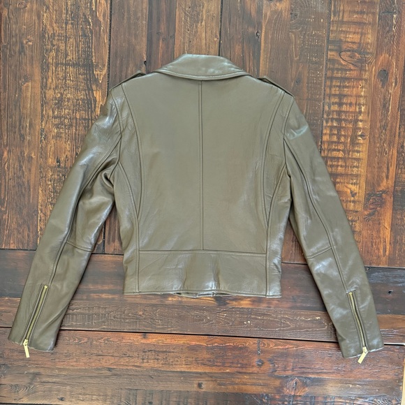 MICHAEL Michael Kors dark olive brown lamb leather moto jacket size S. EUC. - Picture 5 of 8
